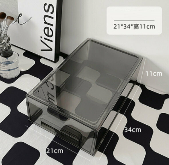 Popular desktop drawer storage box (large transparent gray model)