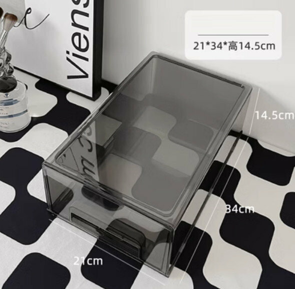 Popular desktop drawer storage box (extra large transparent gray model)