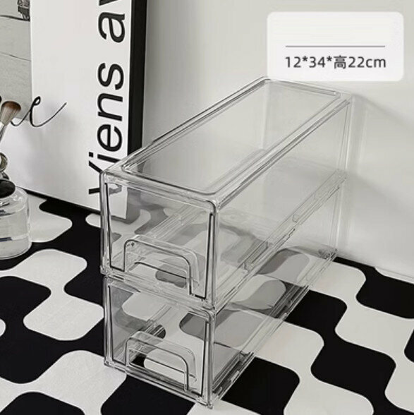 Popular model [pack of two] desktop drawer storage box (medium transparent model)
