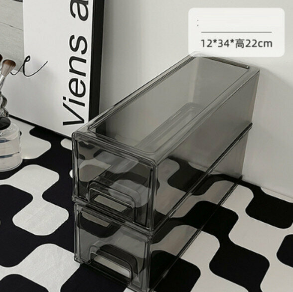 Popular model [pack of two] desktop drawer storage box (medium transparent gray model)