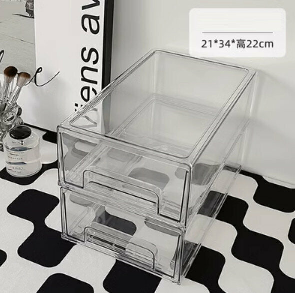 Popular model [pack of two] desktop drawer storage box (large transparent model)