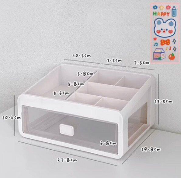 Popular desktop drawer-type cosmetic storage box makeup box (large size, two layers and one drawer)