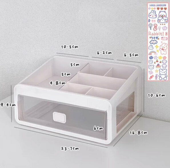 Popular desktop drawer-type cosmetic storage box makeup box (medium size, two layers and one drawer)