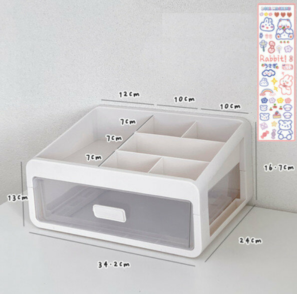 Popular desktop drawer-type cosmetics storage box makeup box makeup box (extra large, two layers and one drawer)