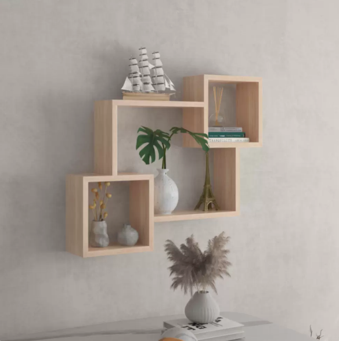 New creative wall storage rack (single product original wood color)
