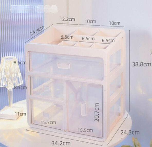 New desktop drawer-type skin care cosmetics storage box makeup box makeup box (tall bottle type four-layer white)