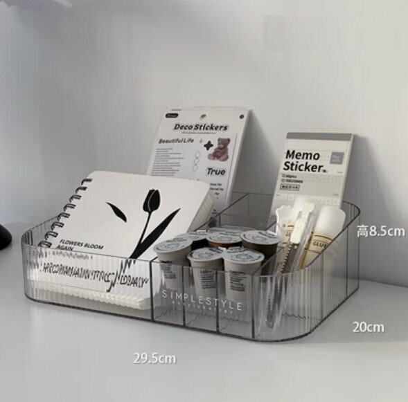 New desktop miscellaneous storage box (transparent - divided top grid)