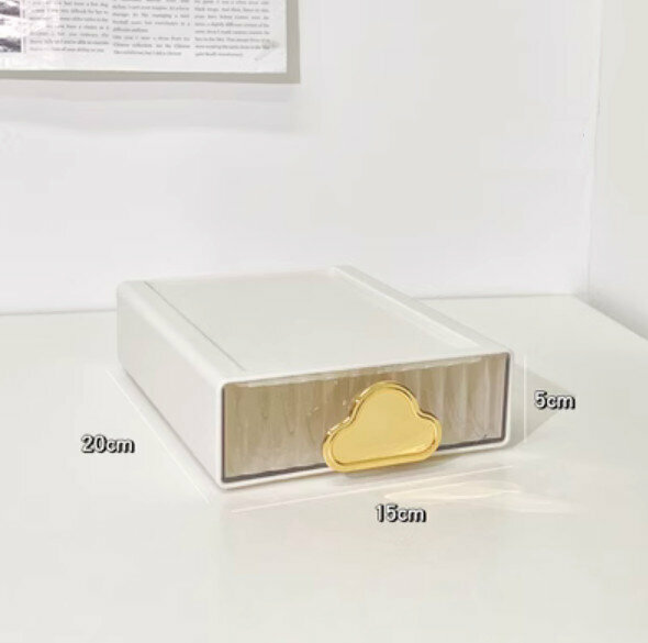 新款桌面抽屜式收納盒（白色扁形小號）
