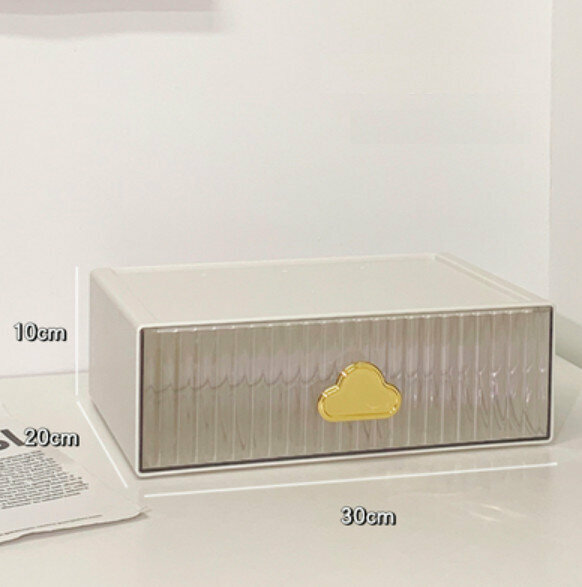 新款桌面抽屜式收納盒（白色扁形加大號）