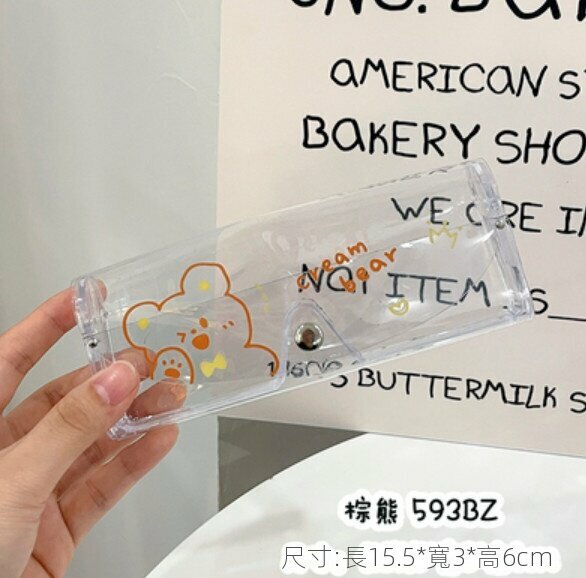 New portable transparent myopia glasses case (brown bear)