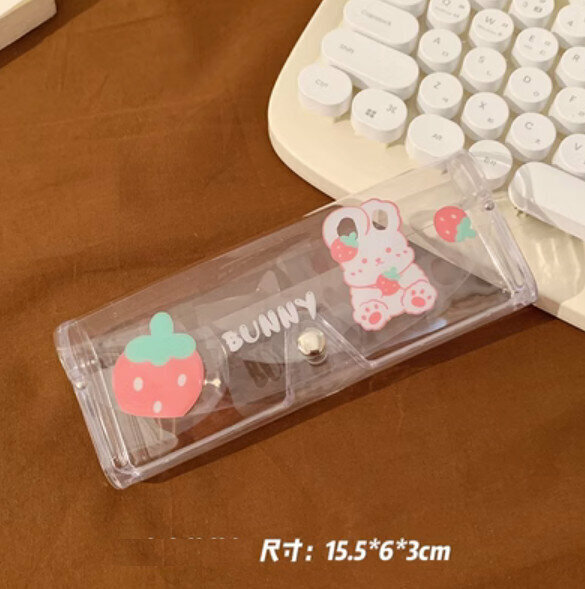 New portable transparent myopia glasses storage box (sitting strawberry rabbit)