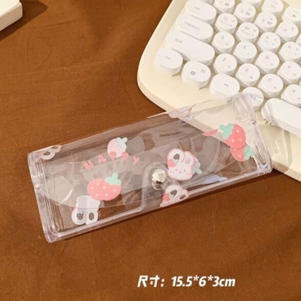 New portable transparent myopia glasses storage box (multiple strawberry rabbit heads)