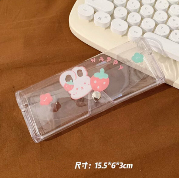 New portable transparent myopia glasses storage box (strawberry rabbit head)