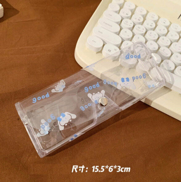 New portable transparent myopia glasses storage box (blue dog)