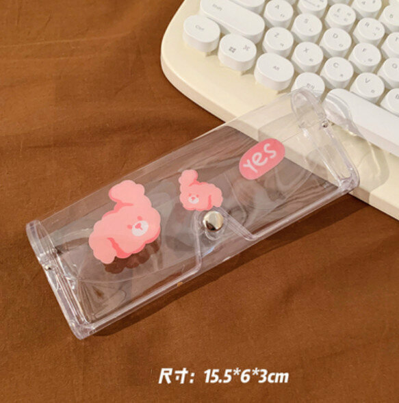 New portable transparent myopia glasses storage box (red dog)