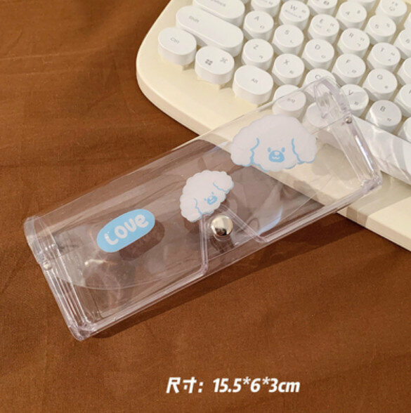 New portable transparent myopia glasses storage box (Blue Dog)