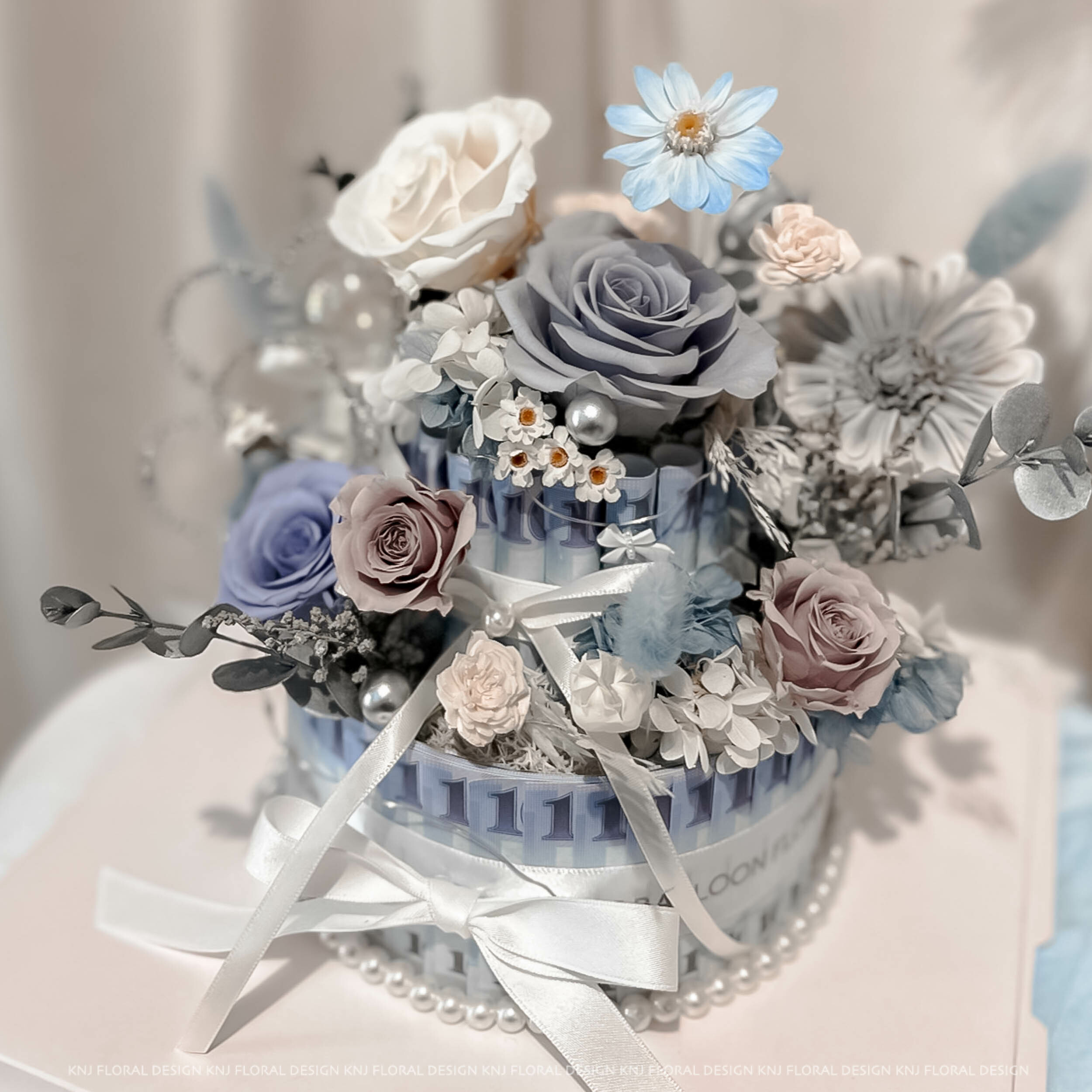 雙層鈔票永生蛋糕花．丹麥藝術