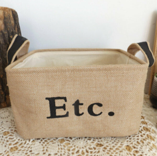 新款簡約復古桌面收納籃【小號Etc】【規格：30*23*18cm】