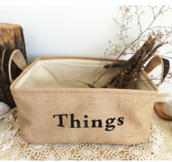 新款簡約復古桌面收納籃【大號Things】【規格：40*30*20cm】