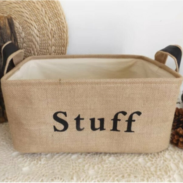 新款簡約復古桌面收納籃【中號Stuff】【規格：38*26*20cm】