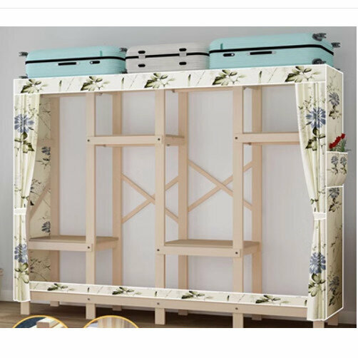 新款家用組裝收納布衣櫃（DM200款似水流年（長200*深45*高168cm）無門）