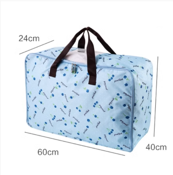 New quilt clothing organization bag (waterproof thickened fabric-Blue Cherry Large 57L)