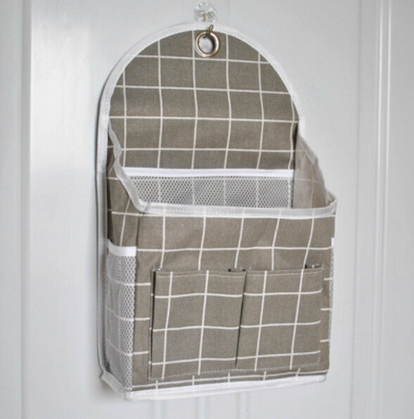 Hot selling wall-mounted storage hanging bag letter hanging bag [gray plaid] [specification: 40*20*23*9cm]