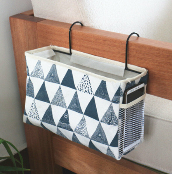 Hot selling wrought iron storage hanging bag with hook [Blue Triangle] [Specification: 30*12*20cm]