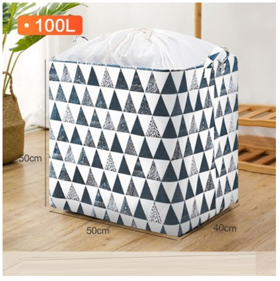 Hot selling quilt clothing organization bag (Big Mike [100L] blue triangle cotton and linen material)