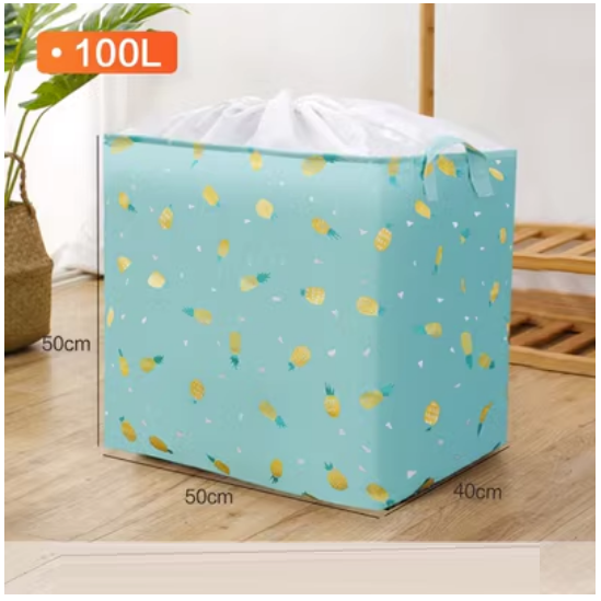 Hot selling quilt clothing organization bag (Big Mike [100L] light green pineapple thickened polyester material)