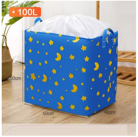 Hot Selling Quilt Clothes Organizing Bag (Big Mike [100L] Blue Background Starry Sky Thickened Polyester Cotton Material)