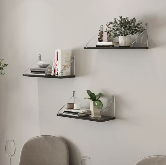 Hot selling wall partition storage rack (30cm+40cm+50cm package black)