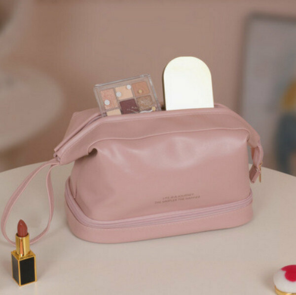 Hot Selling Cloud Cosmetic Bag Storage Bag-Double Layer Rose Pink