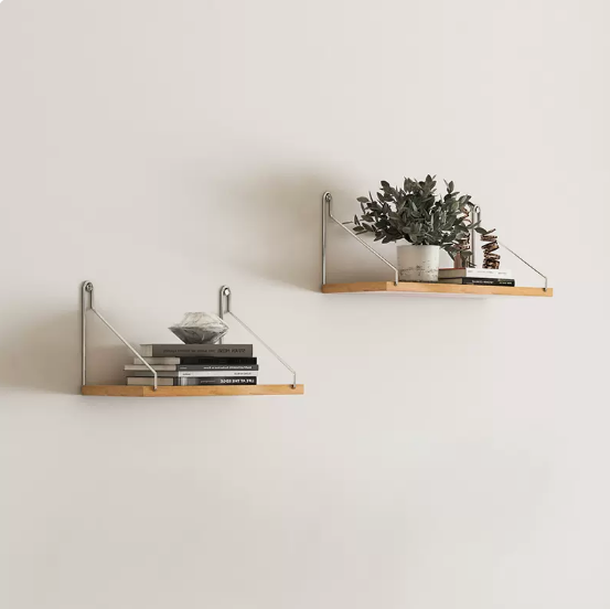 Hot selling wall partition storage rack (60cm+60cm package wood color)