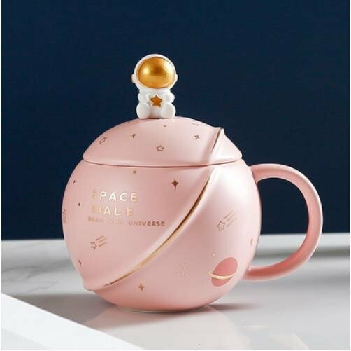 熱賣宇航員陶瓷杯子-（粉色 宇航員星空杯）