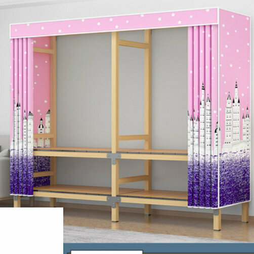 Hot selling simple assembly storage cloth wardrobe (ZD180 pink castle (length 180*width 55*height 170cm) without door)