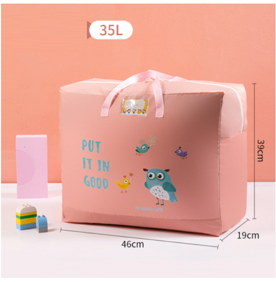 Hot Selling Cotton Bedding Clothing Organizing Bag (Pink Owl-Oxford Cloth-35L)