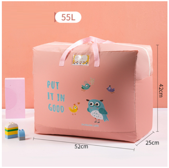 Hot Selling Cotton Bedding Clothing Organizing Bag (Pink Owl-Oxford Cloth-55L)