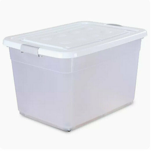 Hot selling transparent storage box plastic (60#L [length 49 width 35 height 28] white lid transparent)