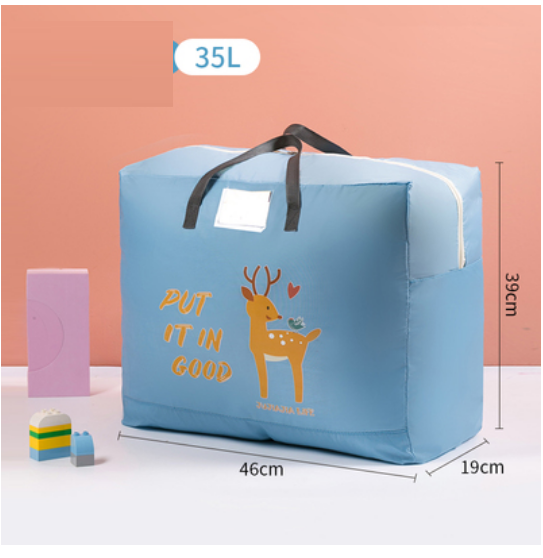 Hot Selling Cotton Bedding Clothing Organizing Bag (Light Blue Little Elk-Oxford Cloth-35L)