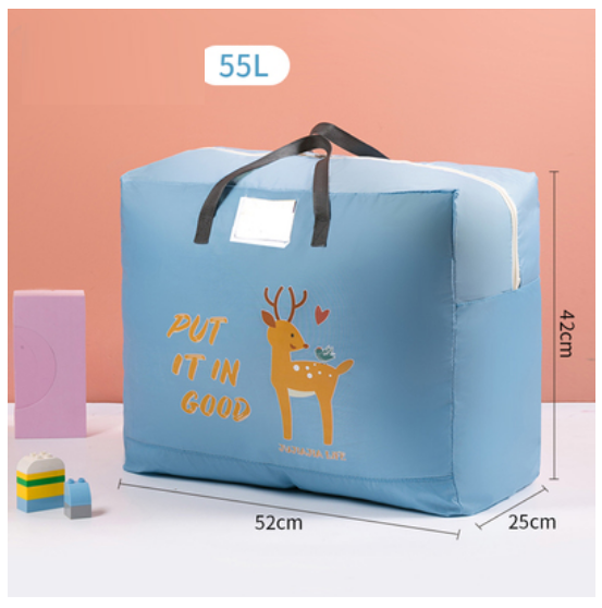 Hot Selling Cotton Bedding Clothing Organizing Bag (Light Blue Little Elk-Oxford Cloth-55L)