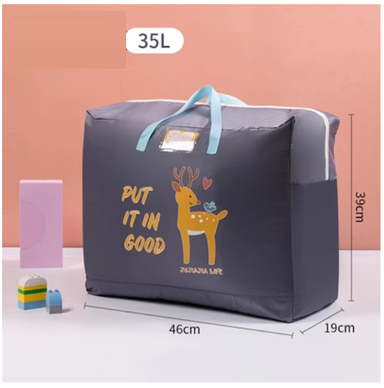 Hot Selling Cotton Bedding Clothing Organizing Bag (Dark Gray Little Elk-Oxford Cloth-35L)