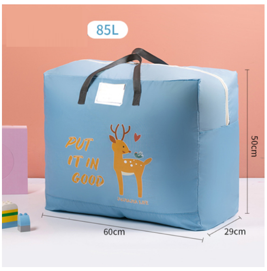 Hot Selling Cotton Bedding Clothing Organizing Bag (Light Blue Little Elk-Oxford Cloth-85L)