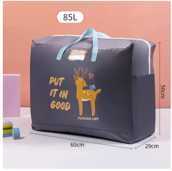 Hot Selling Cotton Bedding Clothing Organizing Bag (Dark Gray Little Elk-Oxford Cloth-85L)