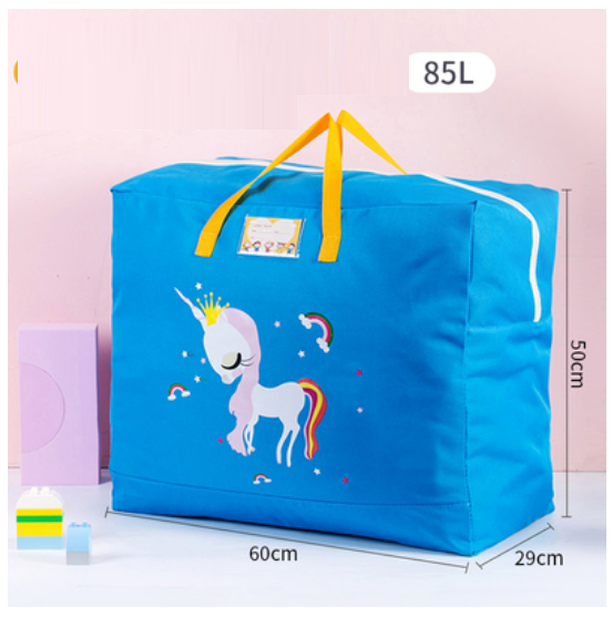 Hot Selling Cotton Bedding Clothing Organizing Bag (Blue Unicorn-Upgraded Thickened Oxford Cloth-85L)