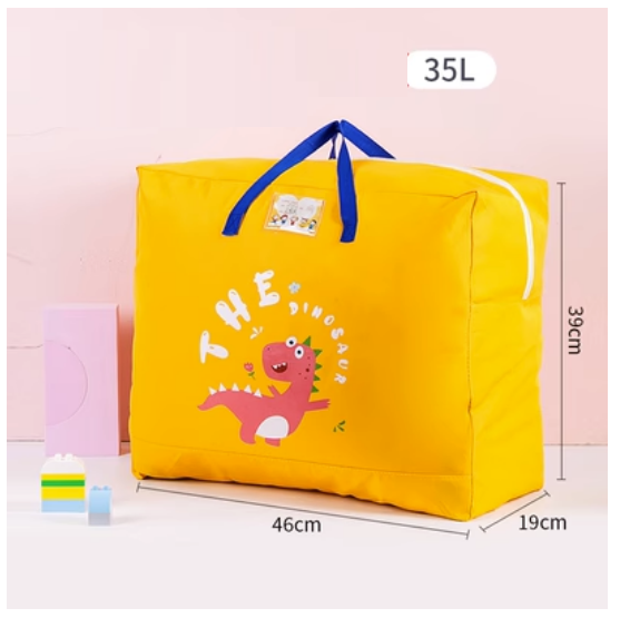 Hot Selling Cotton Bedding Clothing Organizing Bag (Yellow Dinosaur-Upgraded Thickened Oxford Cloth-35L)