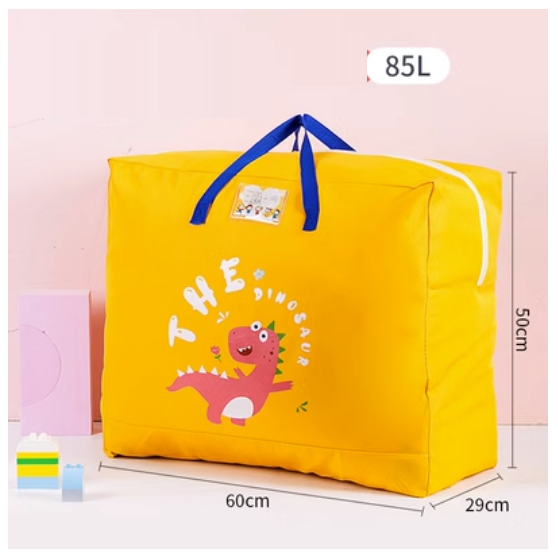 Hot Selling Cotton Bedding Clothing Organizing Bag (Yellow Dinosaur-Upgraded Thickened Oxford Cloth-85L)