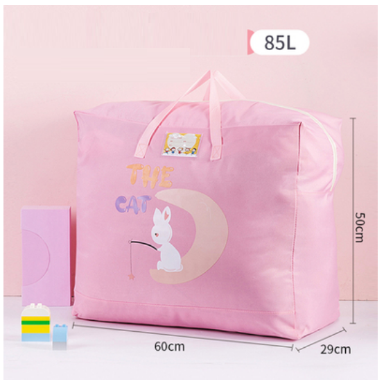 Hot Selling Cotton Bedding Clothing Organizing Bag (Peach Pink Poppy Rabbit-Upgraded Thickened Oxford Cloth-85L)