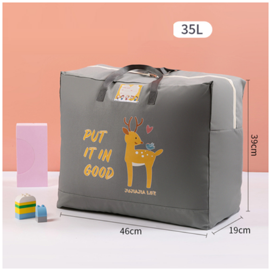 Hot Selling Cotton Bedding Clothing Organizing Bag (Light Blue Little Elk-Upgraded Thickened Oxford Cloth-35L)