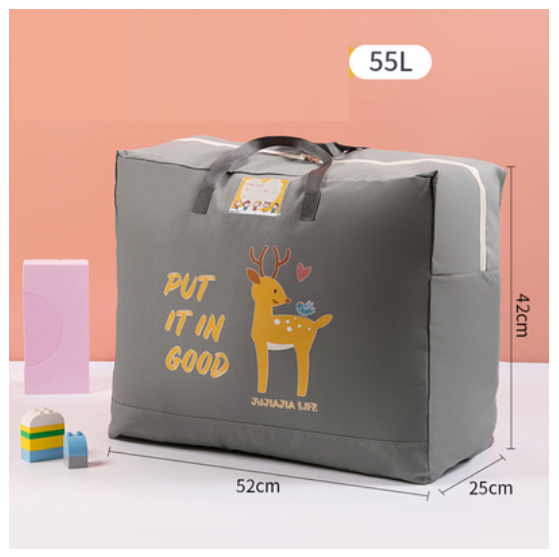 Hot Selling Cotton Bedding Clothing Organizing Bag (Light Blue Little Elk-Upgraded Thickened Oxford Cloth-55L)